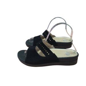 REVITALIGN Women's Size 7D Corpus Black Slide Sandal Suede Comfort Slip On
